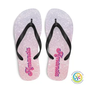 Personalized Glitter Print Flip-Flops