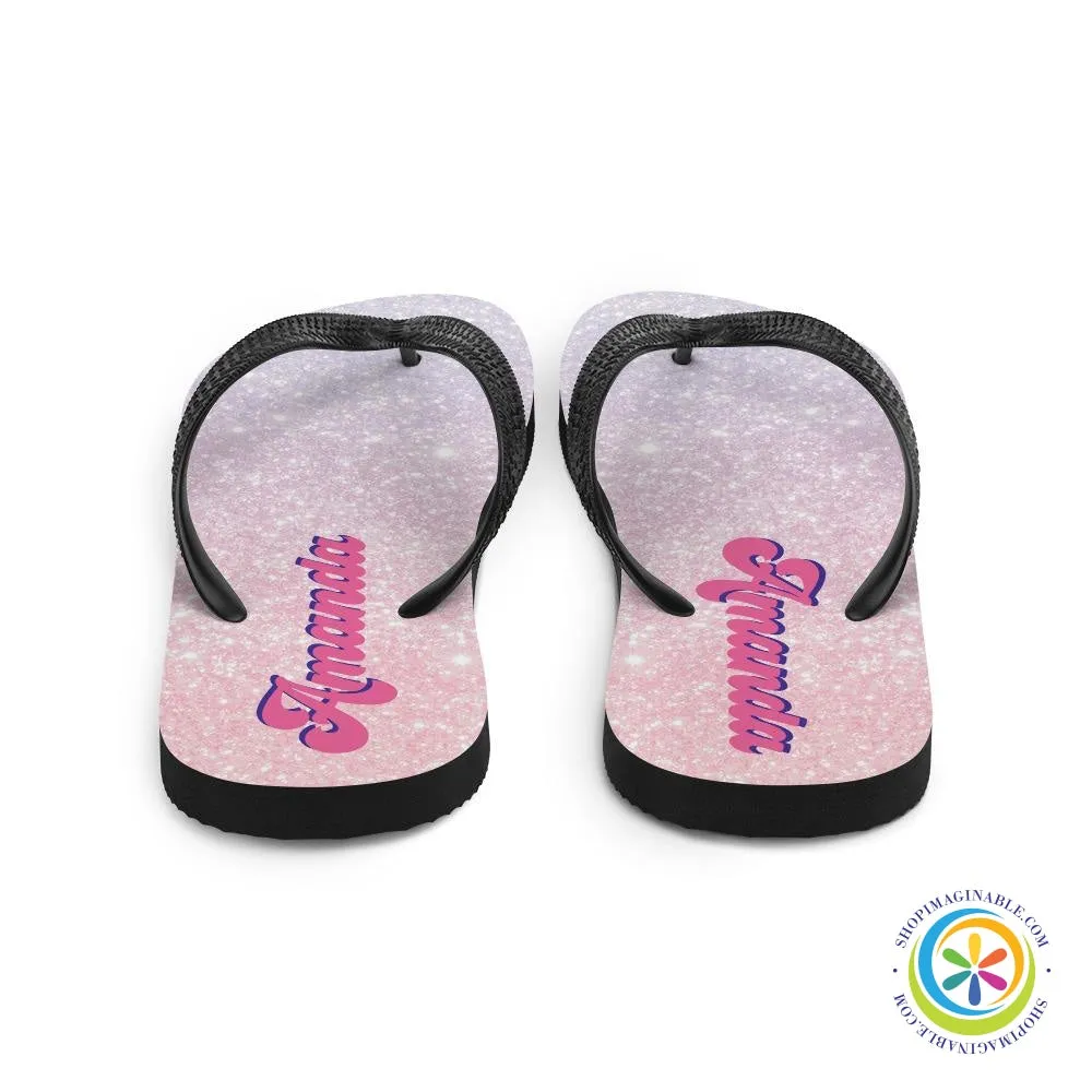 Personalized Glitter Print Flip-Flops