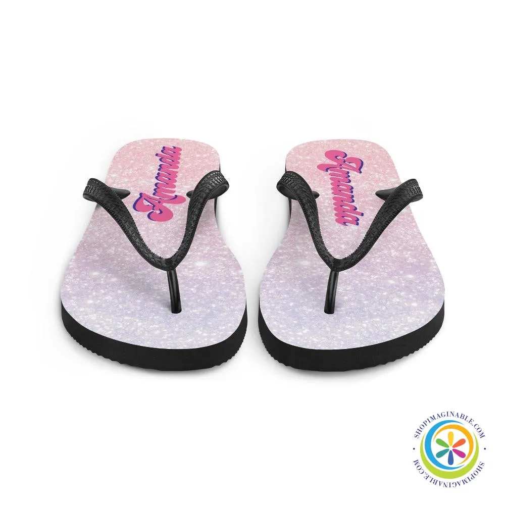 Personalized Glitter Print Flip-Flops