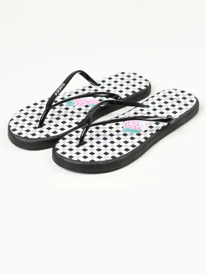 Printed Flip Flops - Black and White