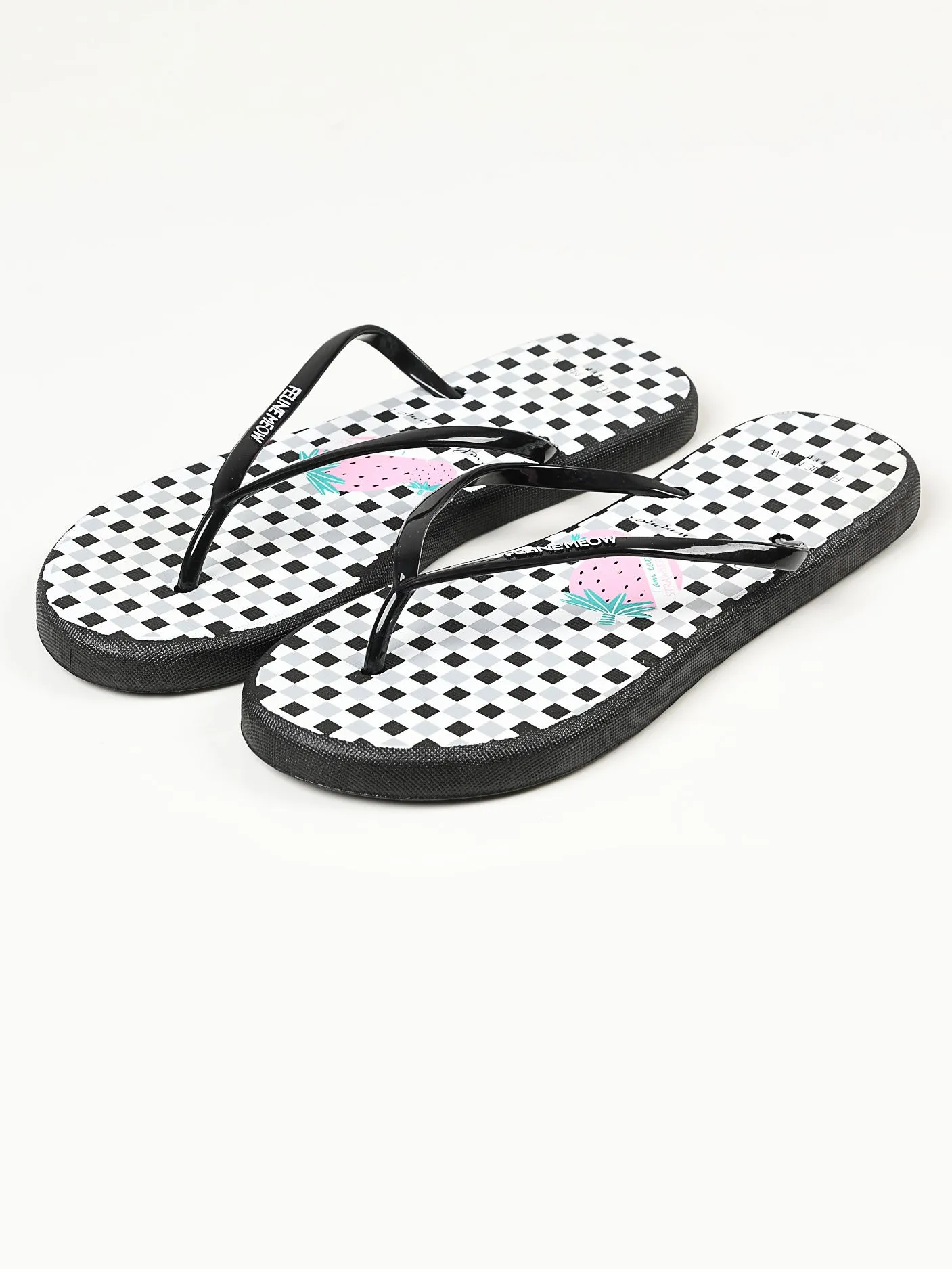 Printed Flip Flops - Black and White