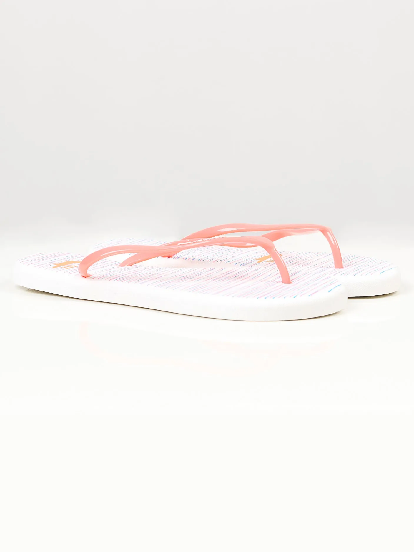 Printed Flip Flops -  White and Peach