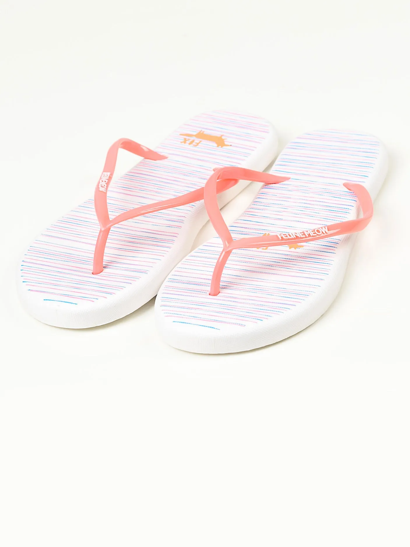 Printed Flip Flops -  White and Peach