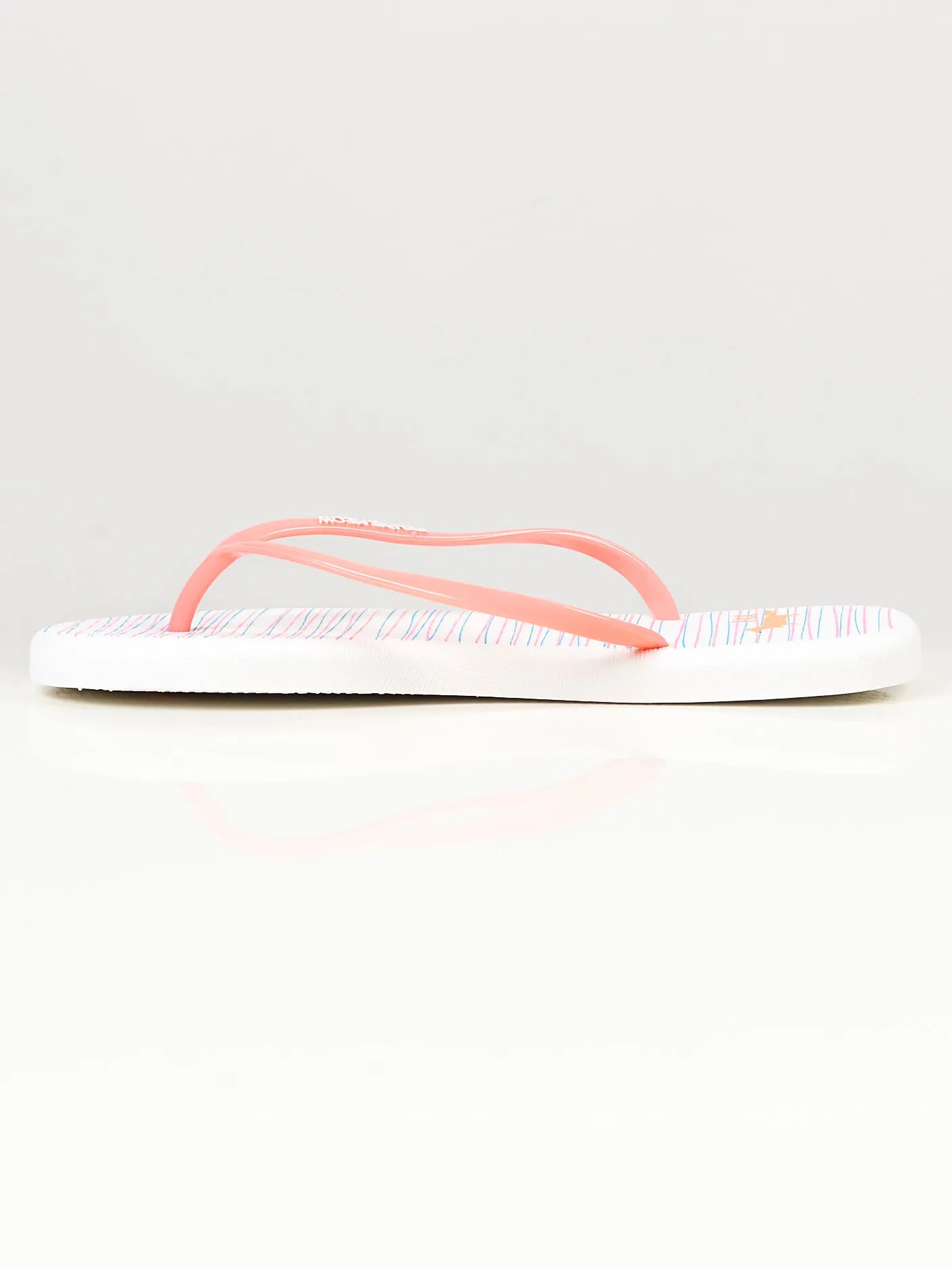Printed Flip Flops -  White and Peach