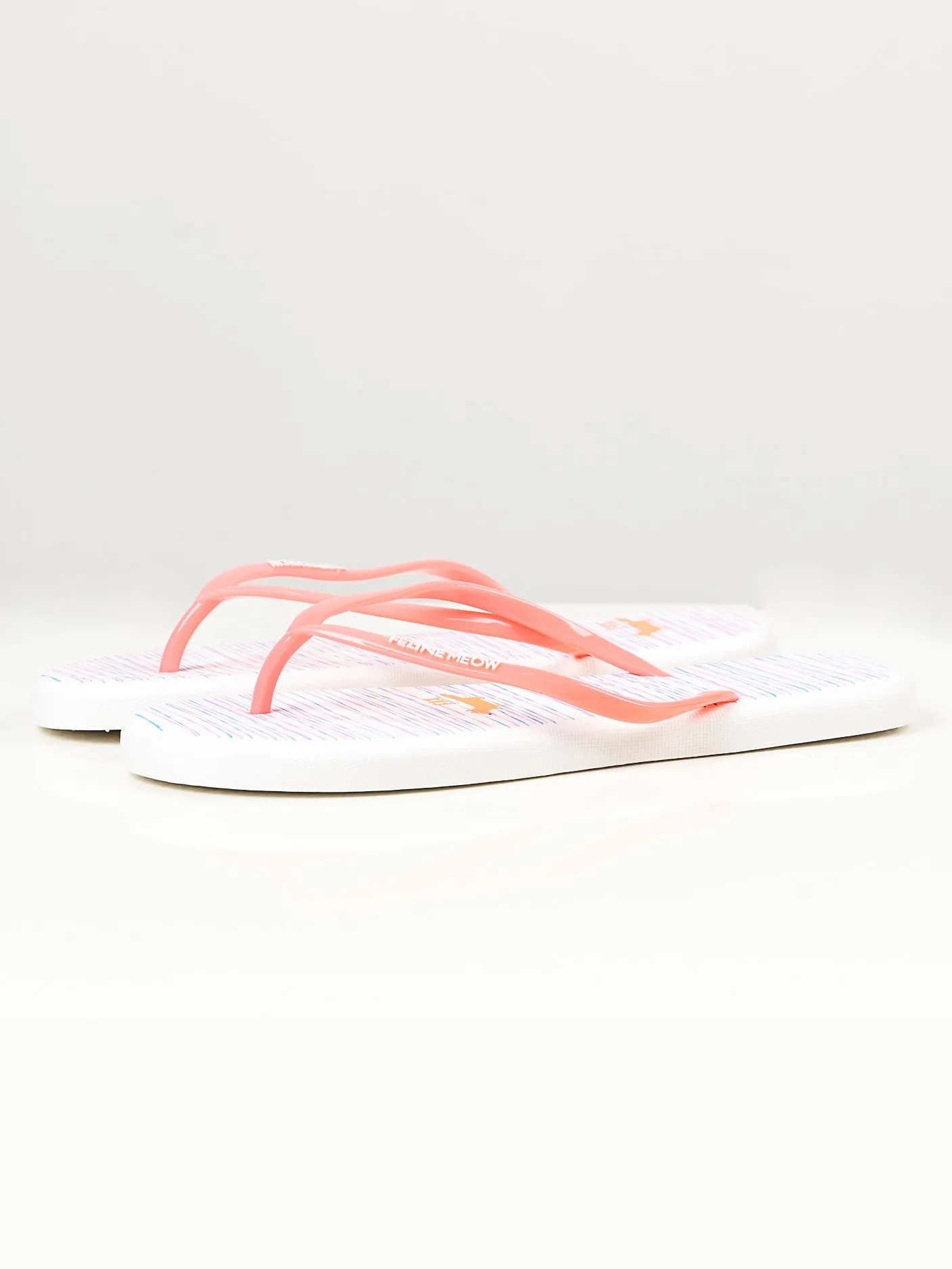 Printed Flip Flops -  White and Peach