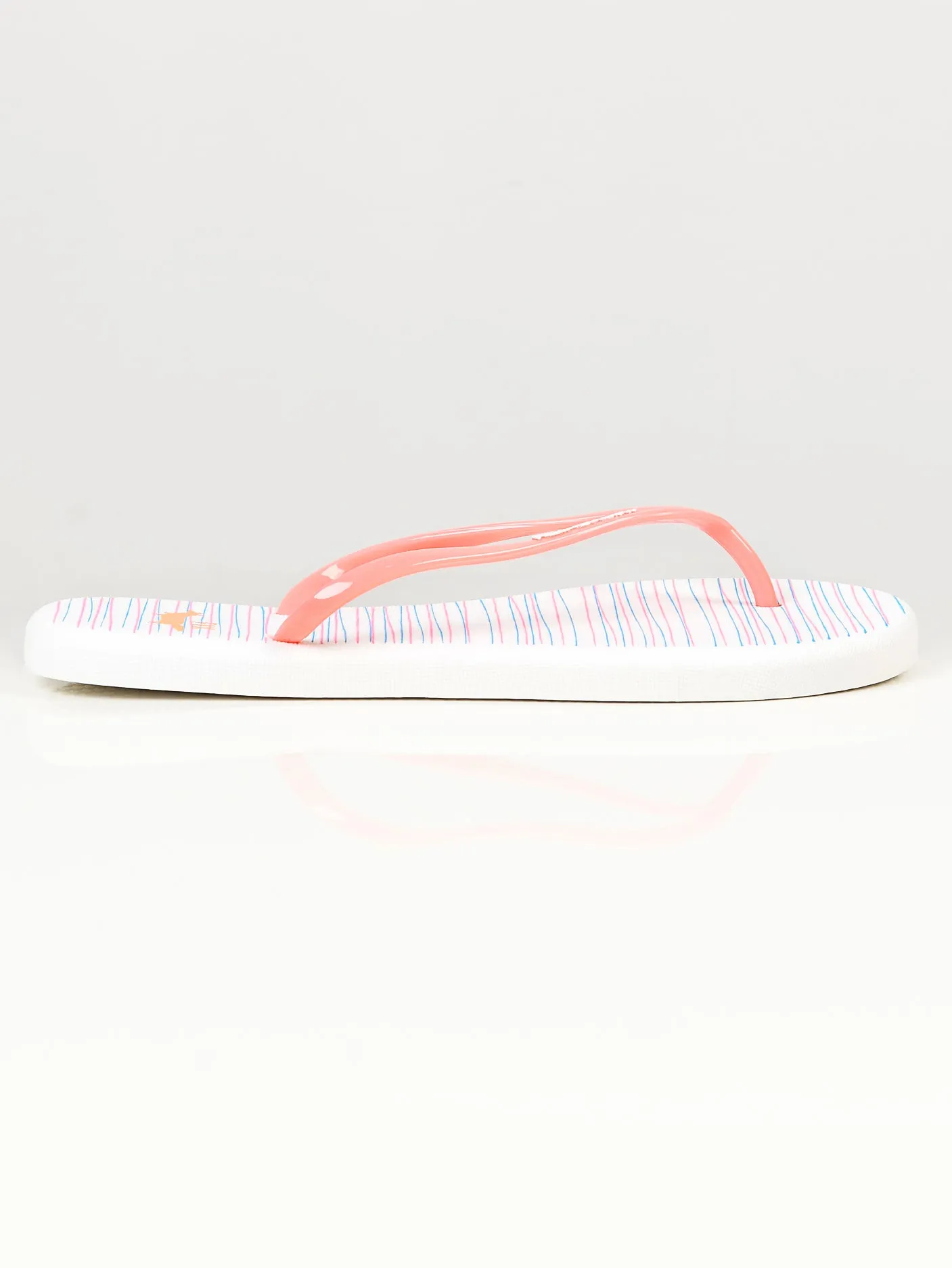 Printed Flip Flops -  White and Peach