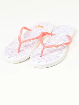 Printed Flip Flops -  White and Peach