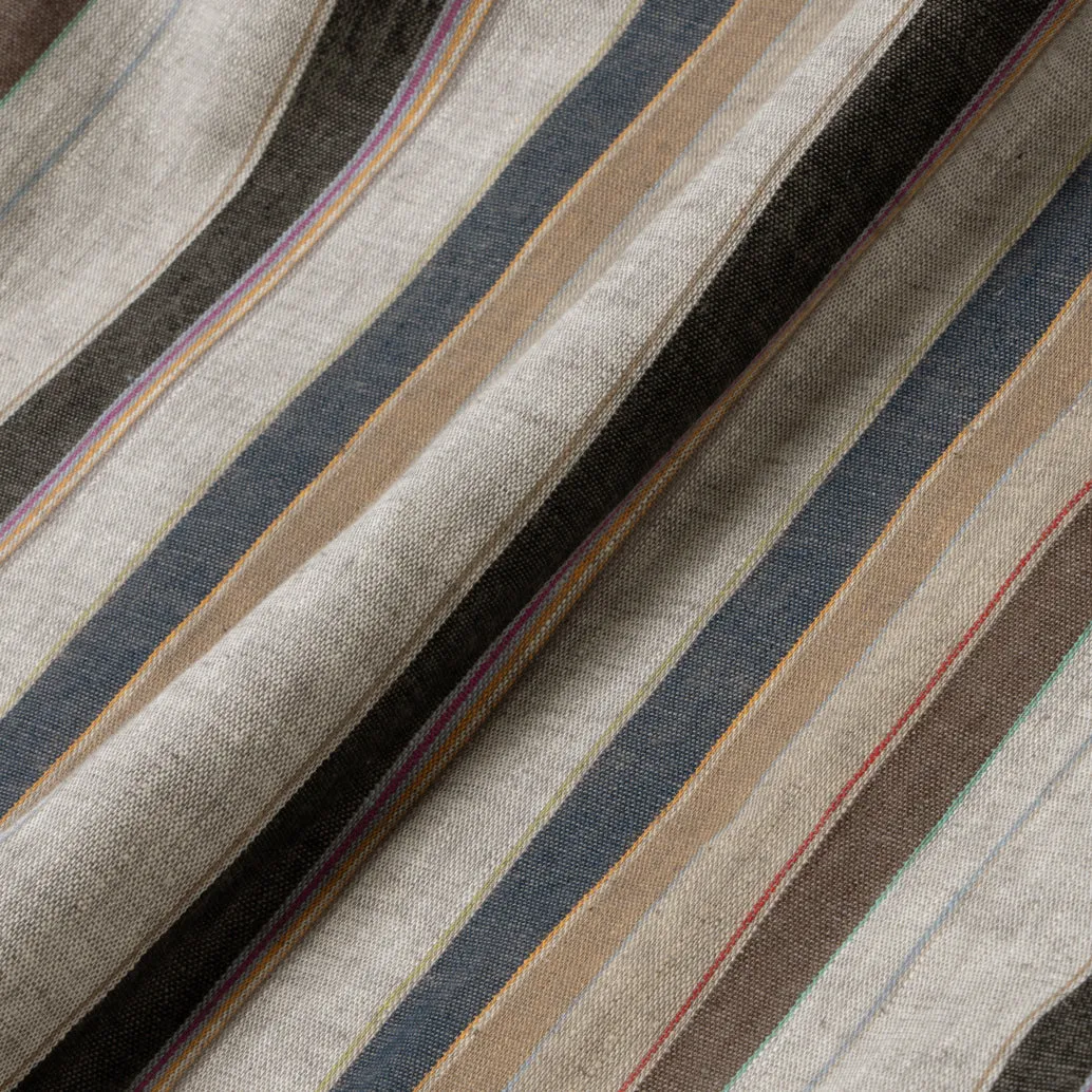 Sunny Vacation Short Sleeve Camp Collar Striped Shirt - Navy Brown