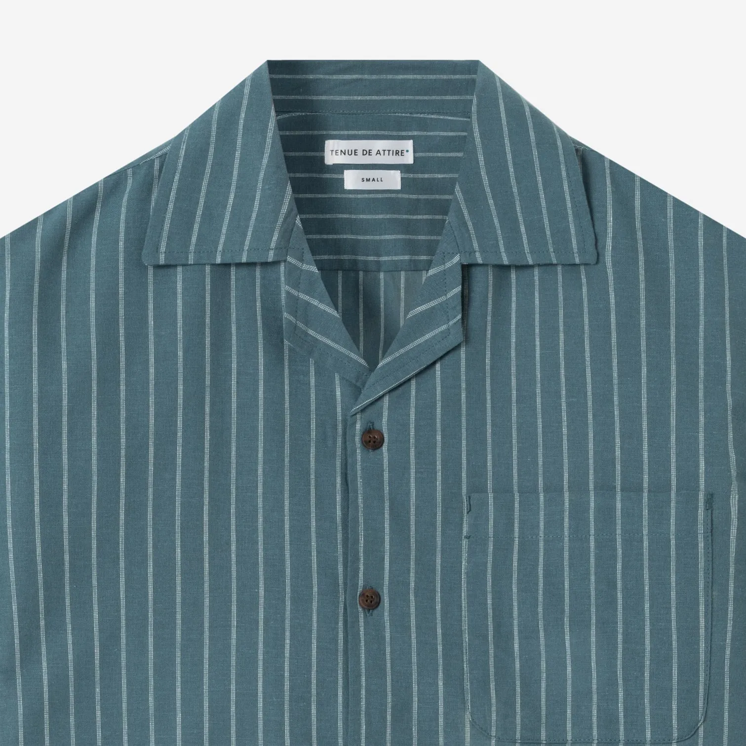 Sunny Vacation Short Sleeve Camp Collar Striped Shirt - Ocean Blue