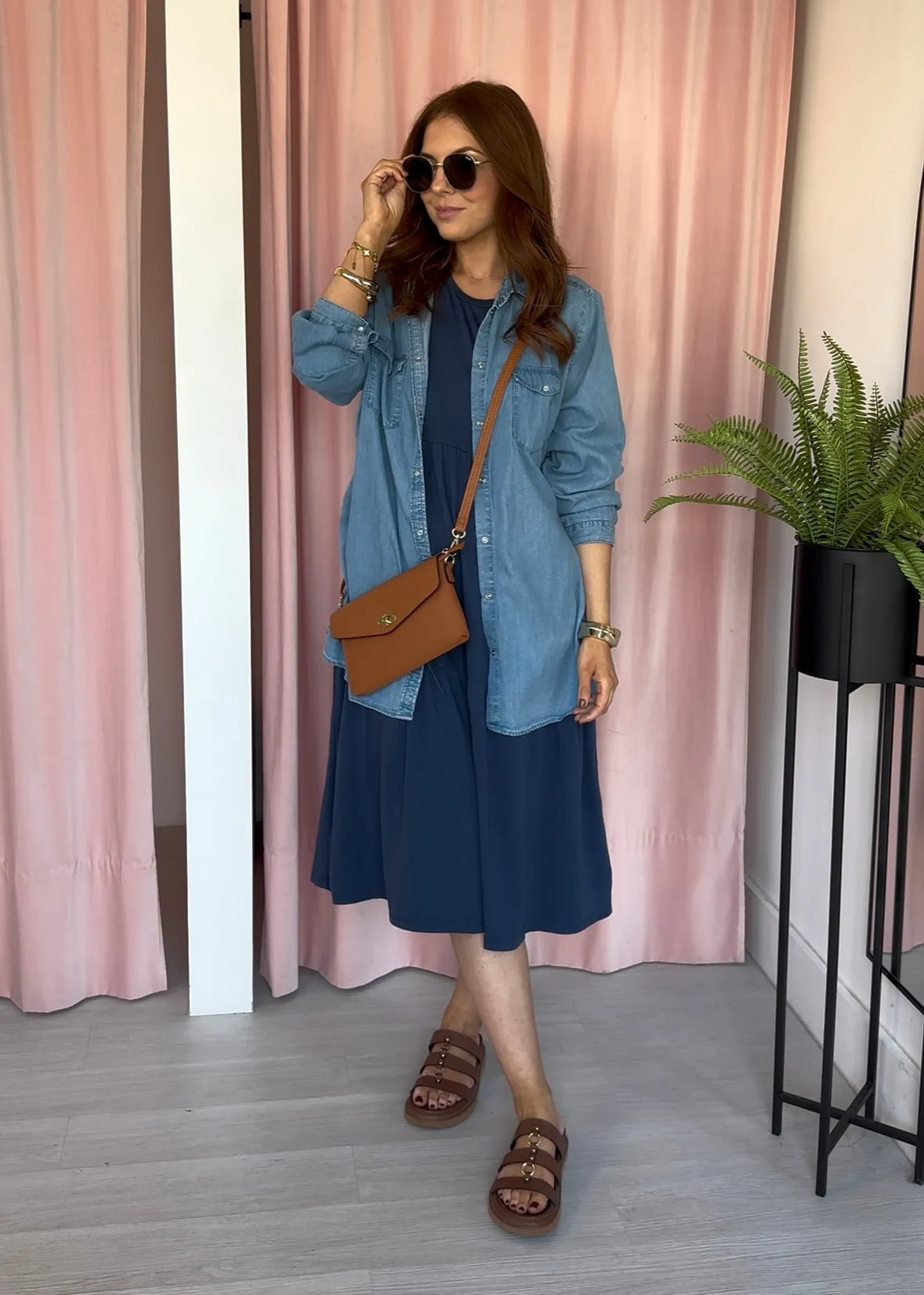 Tiered T-shirt Dress - Navy