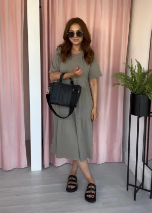 Tiered T-shirt Dress - Taupe