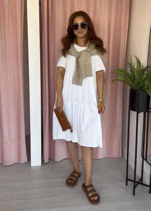 Tiered T-shirt Dress - White
