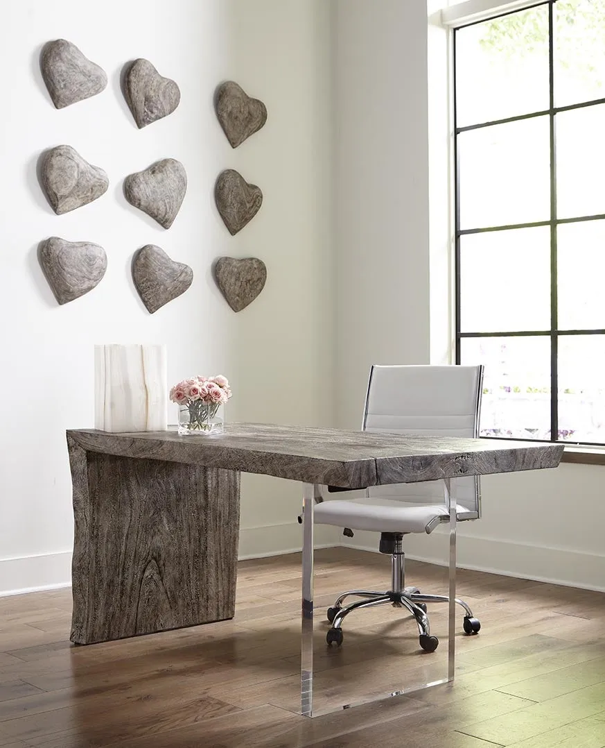 Waterfall Desk Gray Stone, Acrylic Leg