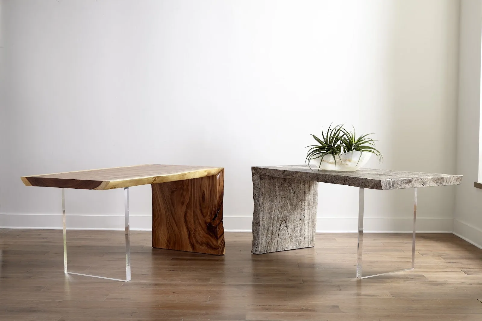 Waterfall Desk Gray Stone, Acrylic Leg
