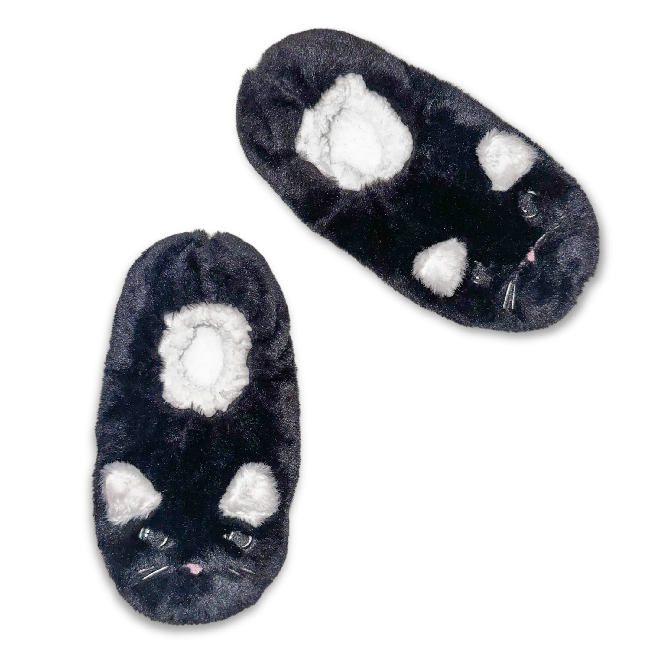 Women's Black Cat Fuzzy Babba Slipper Socks