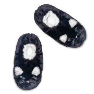Women's Black Cat Fuzzy Babba Slipper Socks